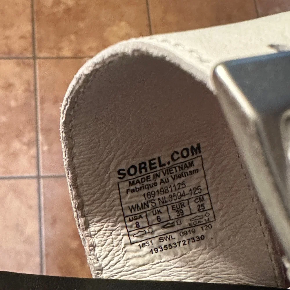 Sorel White and Black Slide Sandals Minimalist Design -W8 - Picture 6 of 6